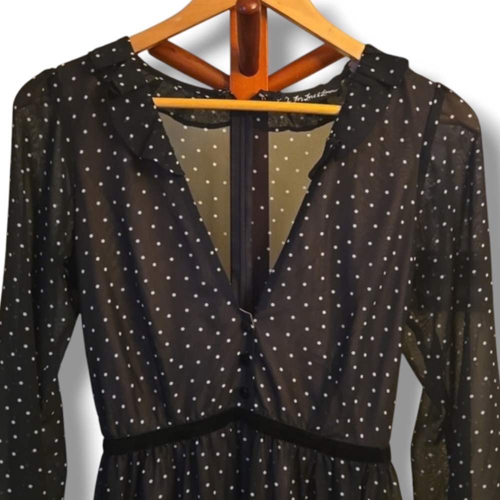 For Love & Lemons Black Polka Dot Sheer Maxi Dress - Picture 2 of 10